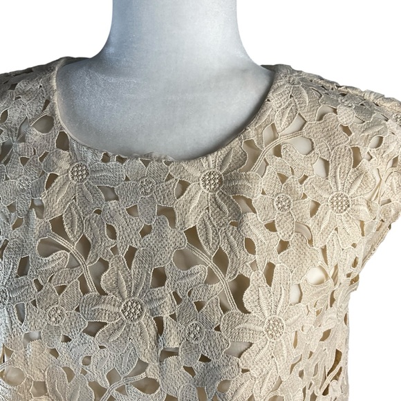 Anna Sui Women's Ivory Cream Floral Crochet Lace Sleeveless Boho Top Blouse Sz S - Picture 5 of 14